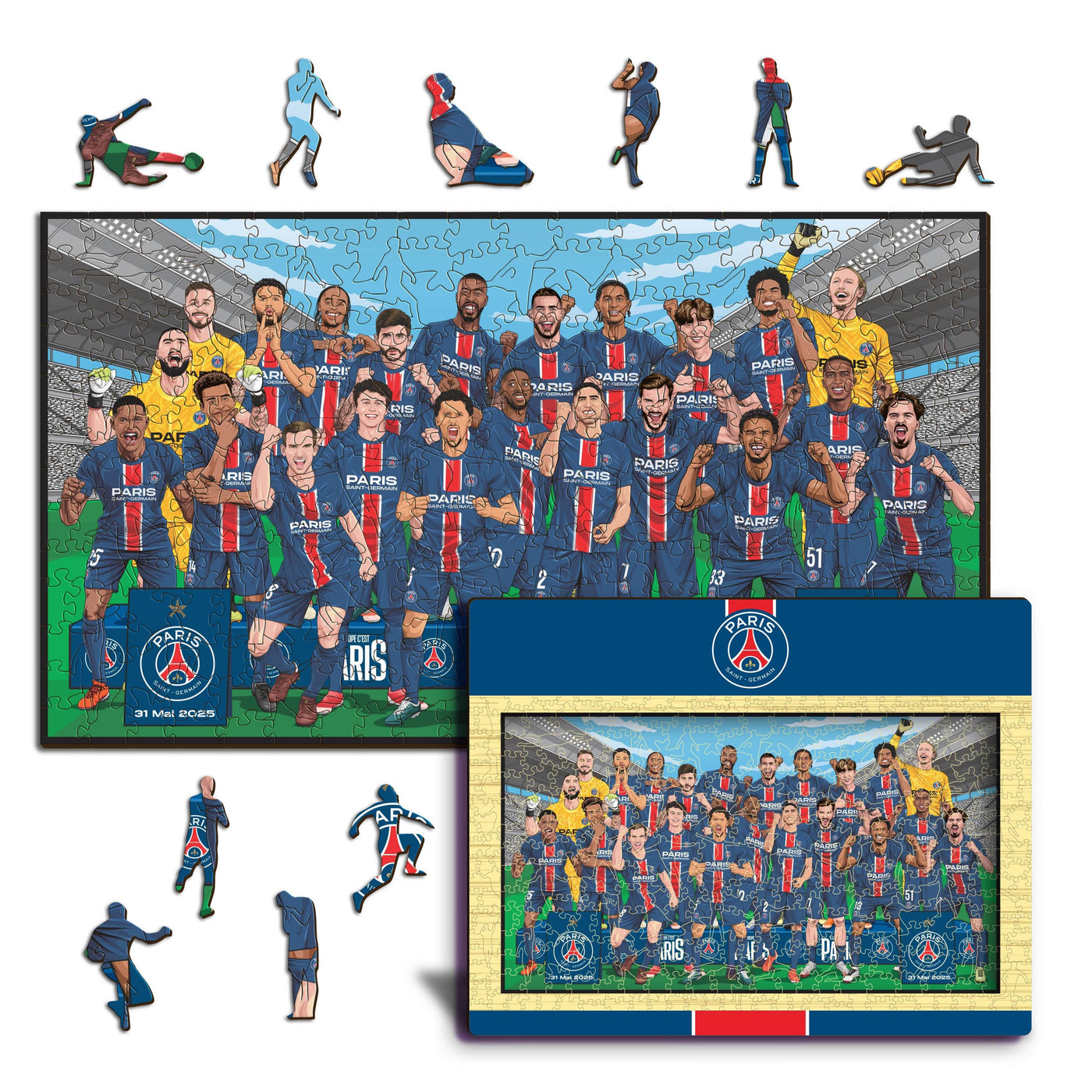 Équipe Paris Saint-Germain® "Triplé Historique" – Puzzle en Bois